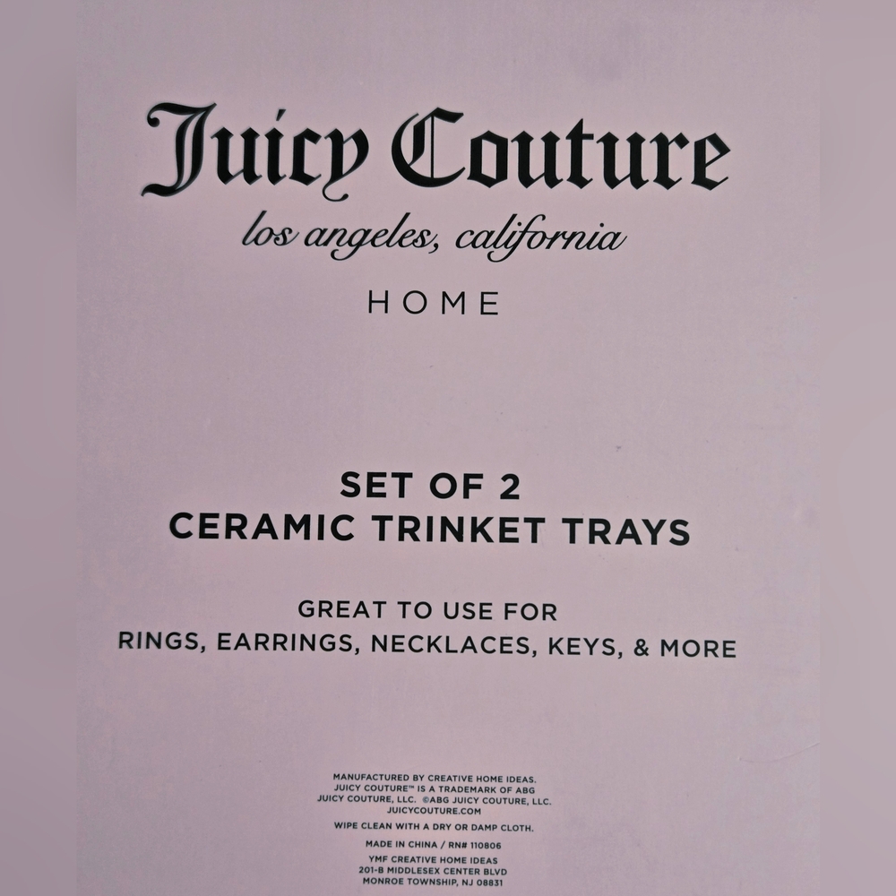 NEW Juicy Couture Set of 2 Ceramic Trinket CouturTrays - Pink NWT - Picture 4 of 5